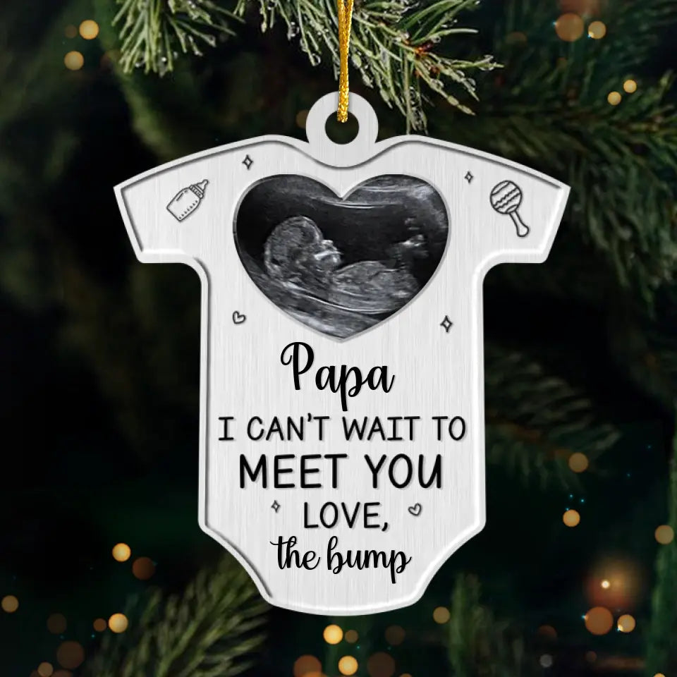 Custom Photo I Can't Wait To Love You - Family Personalized Custom Ornament - Metal Custom Shaped - Christmas Gift For Baby Kids, Newborn Baby