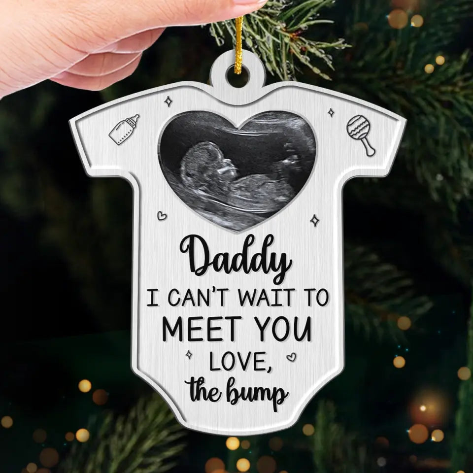 Custom Photo I Can't Wait To Love You - Family Personalized Custom Ornament - Metal Custom Shaped - Christmas Gift For Baby Kids, Newborn Baby