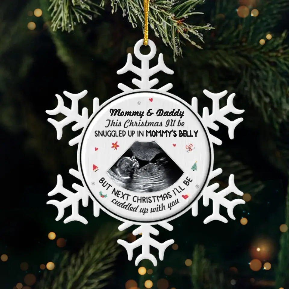 Custom Photo Bundle Of Joy For The Holidays - Family Personalized Custom Ornament - Metal Custom Shaped - Christmas Gift For Baby Kids, Newborn Baby