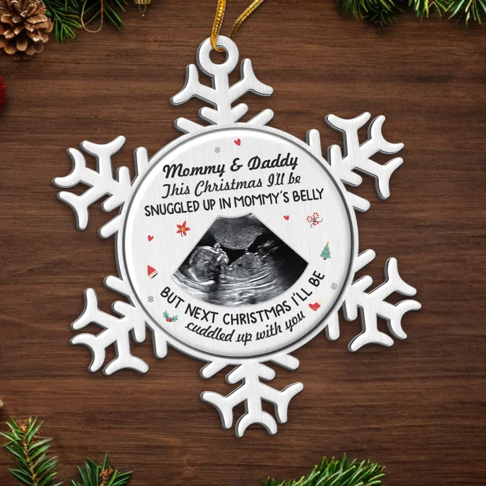 Custom Photo Bundle Of Joy For The Holidays - Family Personalized Custom Ornament - Metal Custom Shaped - Christmas Gift For Baby Kids, Newborn Baby