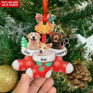 Custom Stocking Photo - Personalized Wooden Ornament, Gift For Christmas, Dog Picture Ornament, Pet Picture Ornament, Baby/Kid Picture Ornament