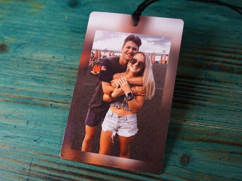 Personalized Photo Car Ornament, Car Photo Tag, Hanging Car Photo Gift, Gift for Husband, Wife, Anniversary, Valentines, Christmas Gift