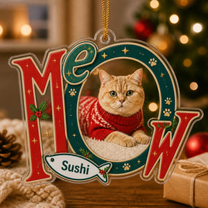 MEOW Custom Cat Photo Ornament with Pet Name - Personalized Transparent Acrylic Ornament 66d659b0-96ca-4c15-a9fc-40a2acd32455.jpg