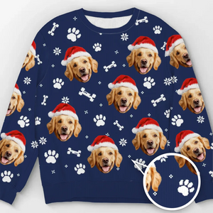 Custom Photo Puppy's Furrst Christmas - Personalized Custom Ugly Sweatshirt - Christmas Gift For Pet Owners, Dog Lovers