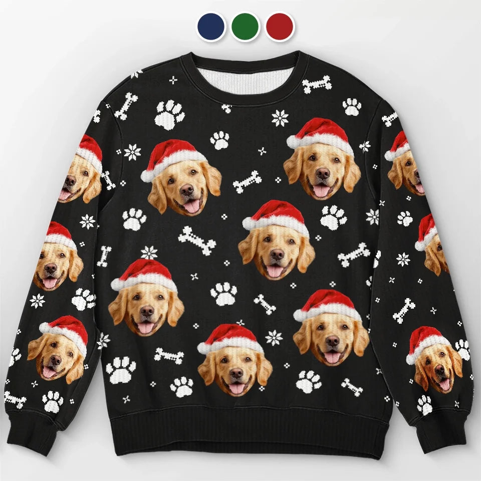 Custom Photo Puppy's Furrst Christmas - Personalized Custom Ugly Sweatshirt - Christmas Gift For Pet Owners, Dog Lovers