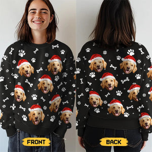 Custom Photo Puppy's Furrst Christmas - Personalized Custom Ugly Sweatshirt - Christmas Gift For Pet Owners, Dog Lovers