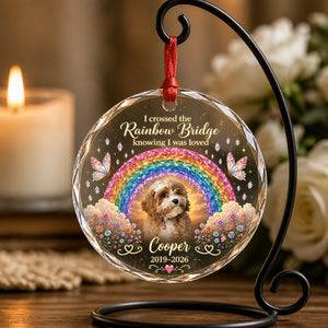 Rainbow Bridge Pet Memorial Crystal Ornament – Photo, Name & Years - Personalized Crystal Ornament 66e3a83f-0a8f-4313-9e48-e7e6d0949acf.jpg