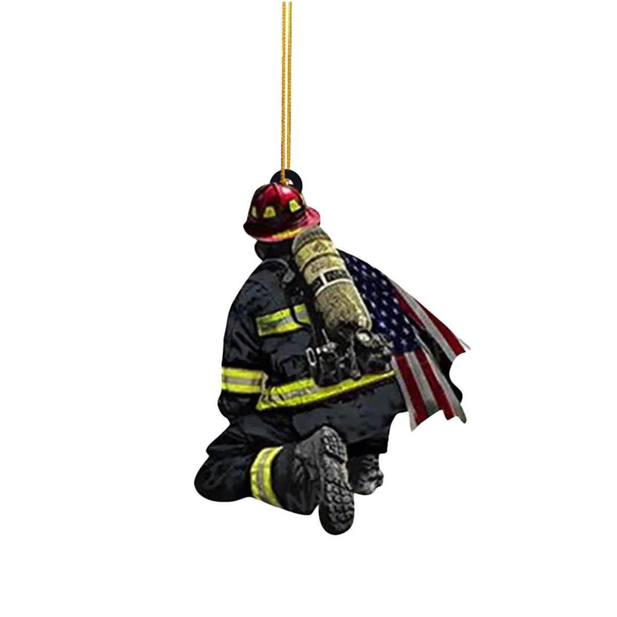 Christmas Fireman Ornaments Christmas Tree Firefighter 2d Acrylic Hanging Ornaments Fireman Figurines Party Favors Decorations