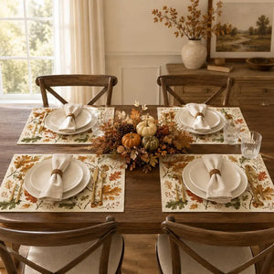 Autumn Leaves Placemats, Oak Leaf Acorn Dining Decor, 18x12 Inch Faux Linen-Look Table Mats, Rustic Fall Decor, Set of 4 or 6 66f228e3-0845-4231-be55-675aeed96f93-FGH-15-.webp