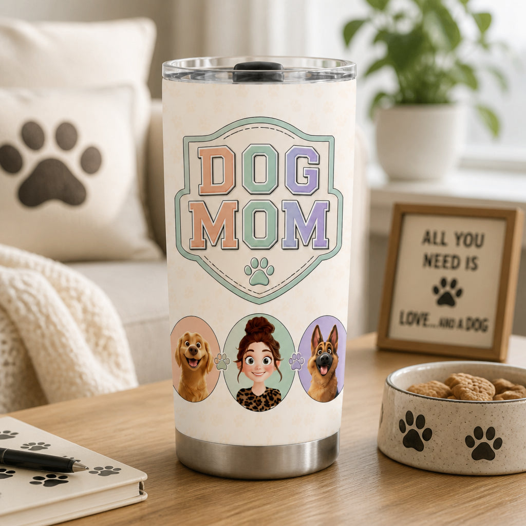 Custom Dog Mom Portrait Tumbler – Owner + 2 Dogs - Personalized Tumbler 66f3da03-b9aa-474b-beca-7284141cbfb6.jpg