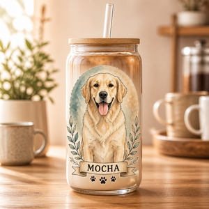 Custom Pet Portrait Glass Can Tumbler – Photo-to-Illustration with Name - Personalized Glass Tumbler 67044eac-74e2-4d73-ad6f-355b977c776f.png