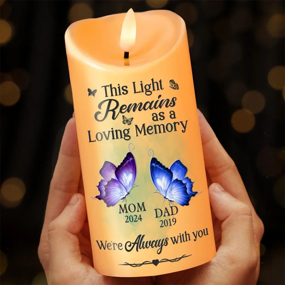This Light Remains As A Loving Memory - Memorial Personalized Custom LED Candle - Christmas Gift, Sympathy Gift For Family Members