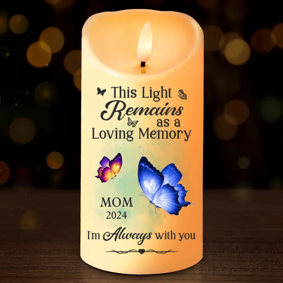 This Light Remains As A Loving Memory - Memorial Personalized Custom LED Candle - Christmas Gift, Sympathy Gift For Family Members