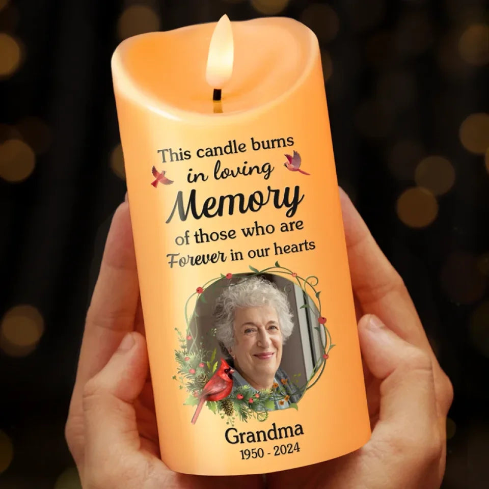 Custom Photo In Loving Memory Of Precious Moments - Memorial Personalized Custom LED Candle - Sympathy Gift, Christmas Gift For Family Members