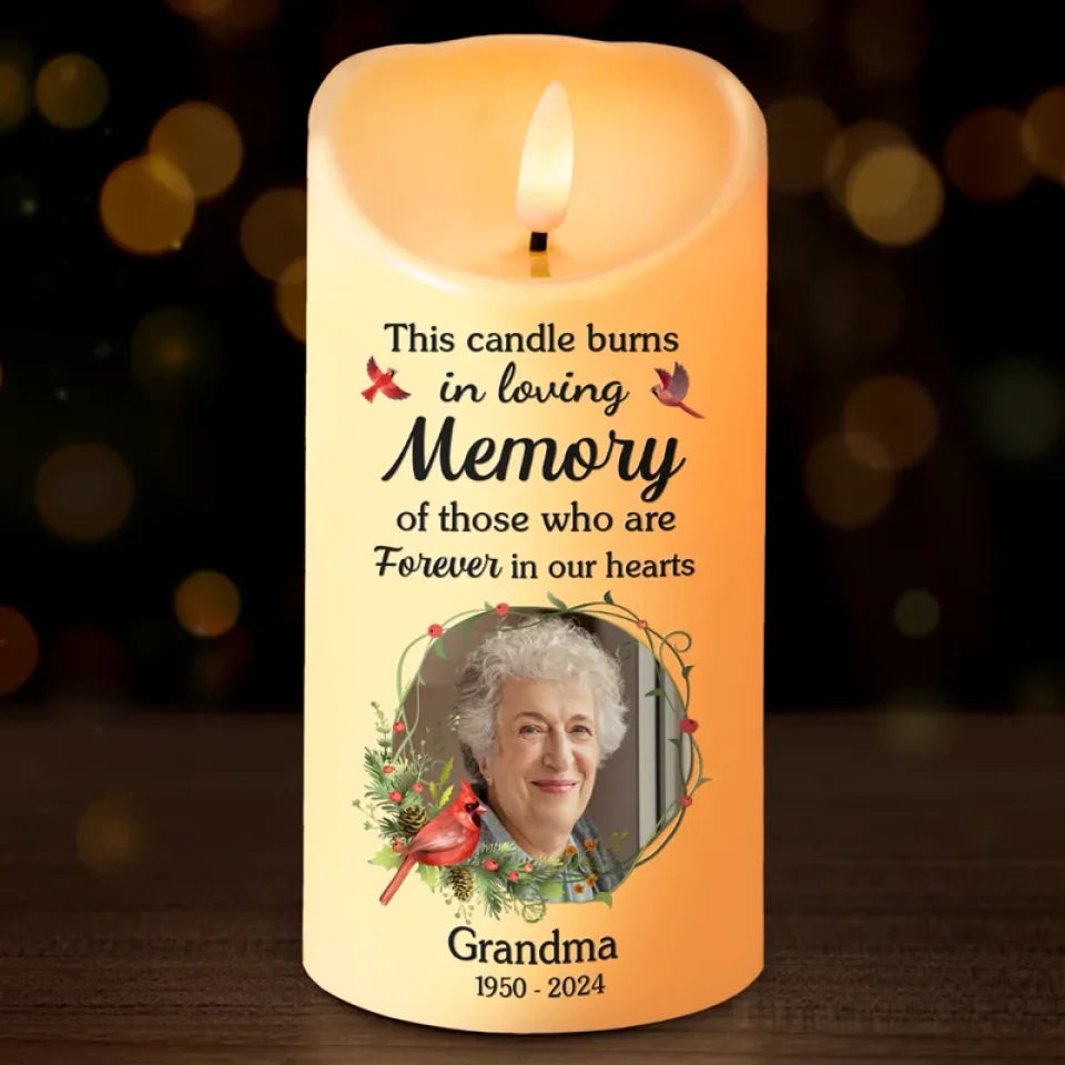 Custom Photo In Loving Memory Of Precious Moments - Memorial Personalized Custom LED Candle - Sympathy Gift, Christmas Gift For Family Members