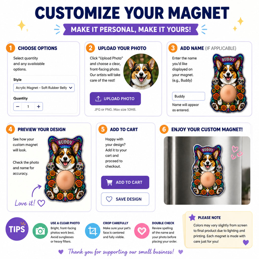Personalized Día de los Muertos Pet Portrait Acrylic Fridge Magnet - Personalized Acrylic Refrigerator Magnet - Soft Rubber Belly 67114ec4-3ca9-4279-bdad-4f7252415f0b.jpg
