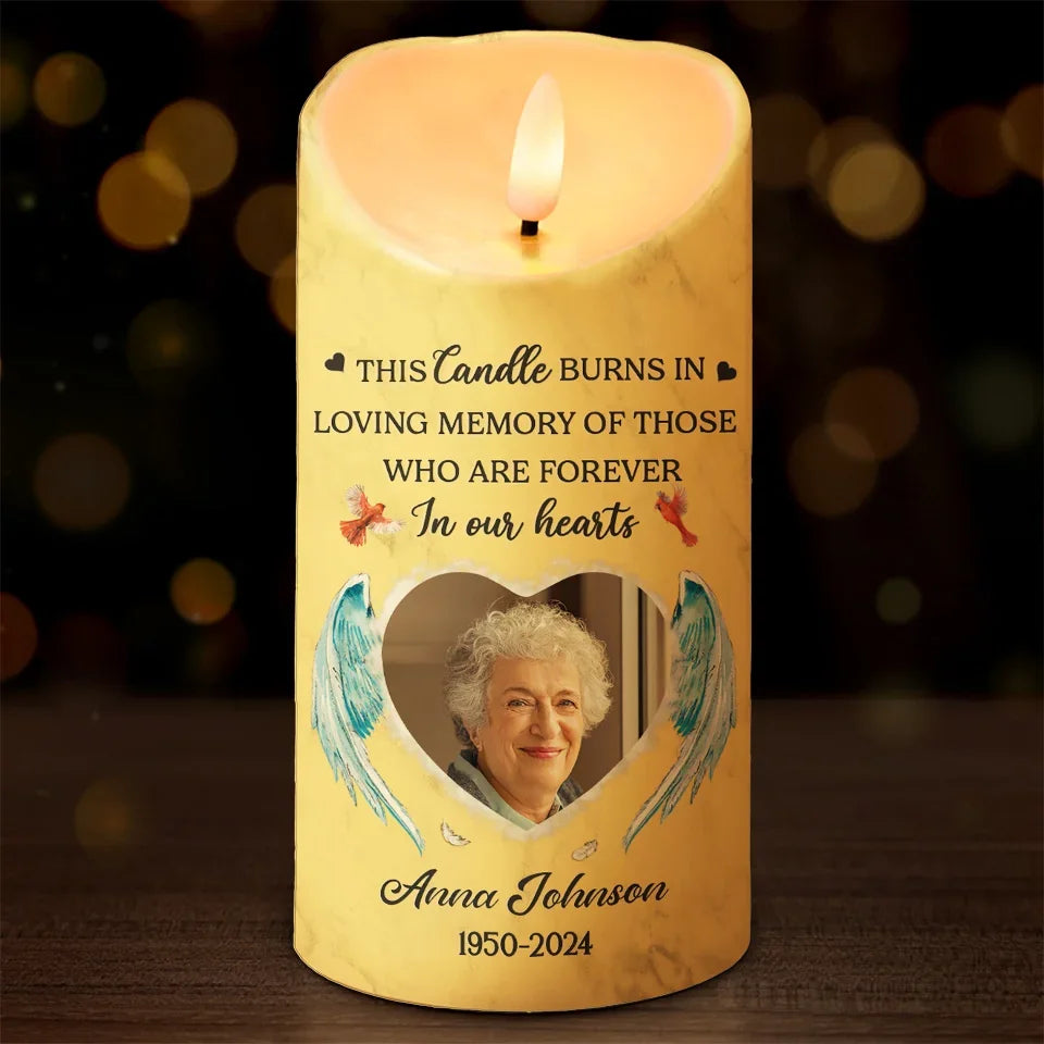 Custom Photo Your Memory Will Live On - Memorial Personalized Custom LED Candle - Sympathy Gift, Christmas Gift For Family Members