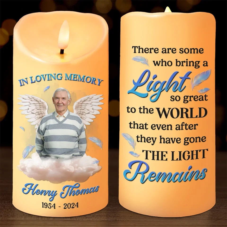 Custom Photo A Light So Great To The World - Memorial Personalized Custom LED Candle - Christmas Gift, Sympathy Gift For Family Members