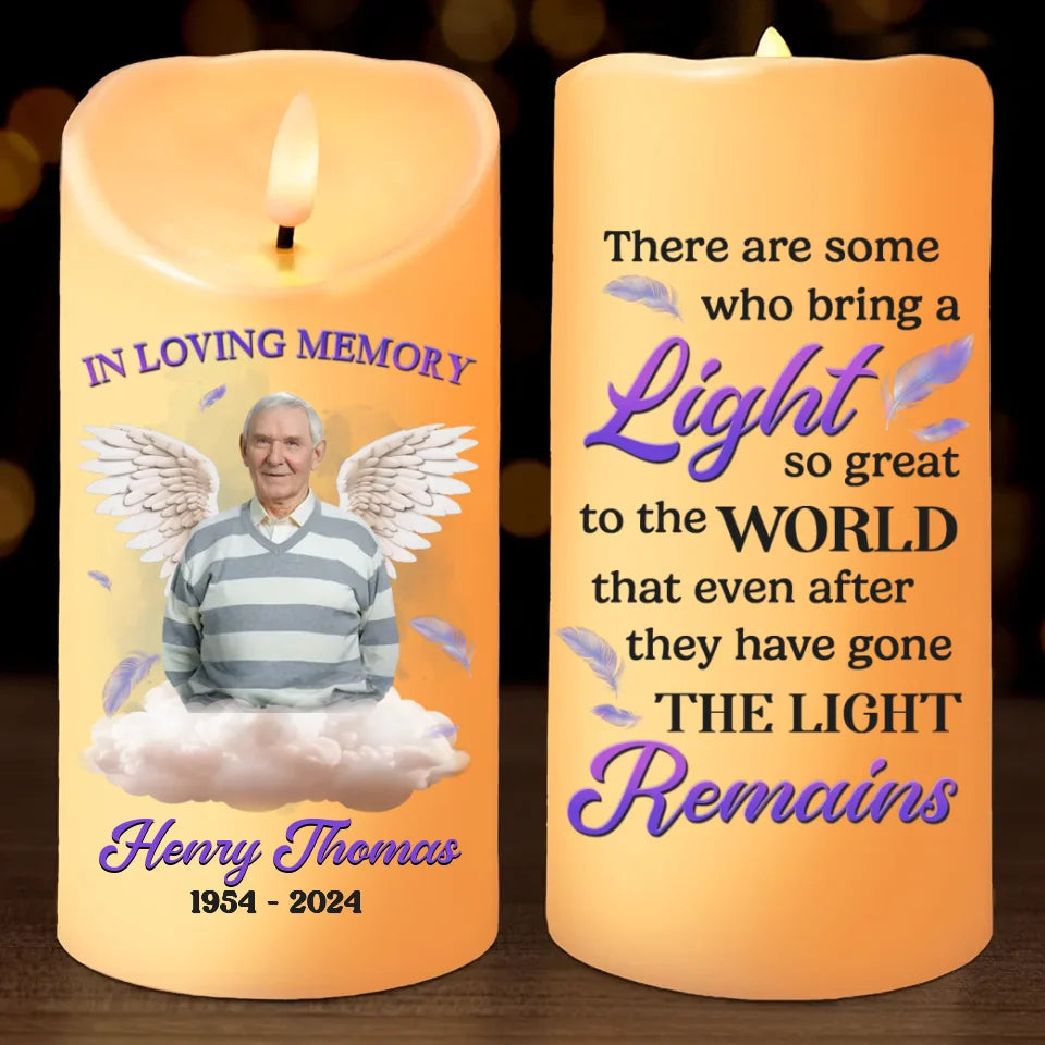 Custom Photo A Light So Great To The World - Memorial Personalized Custom LED Candle - Christmas Gift, Sympathy Gift For Family Members