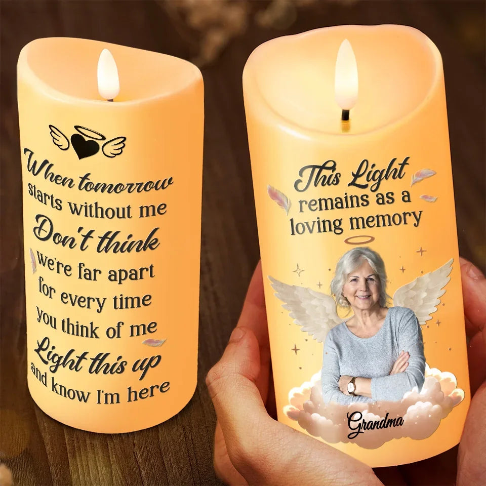 Custom Photo Life May End, But Love Doesn t - Memorial Personalized Custom LED Candle - Sympathy Gift, Christmas Gift For Family Members