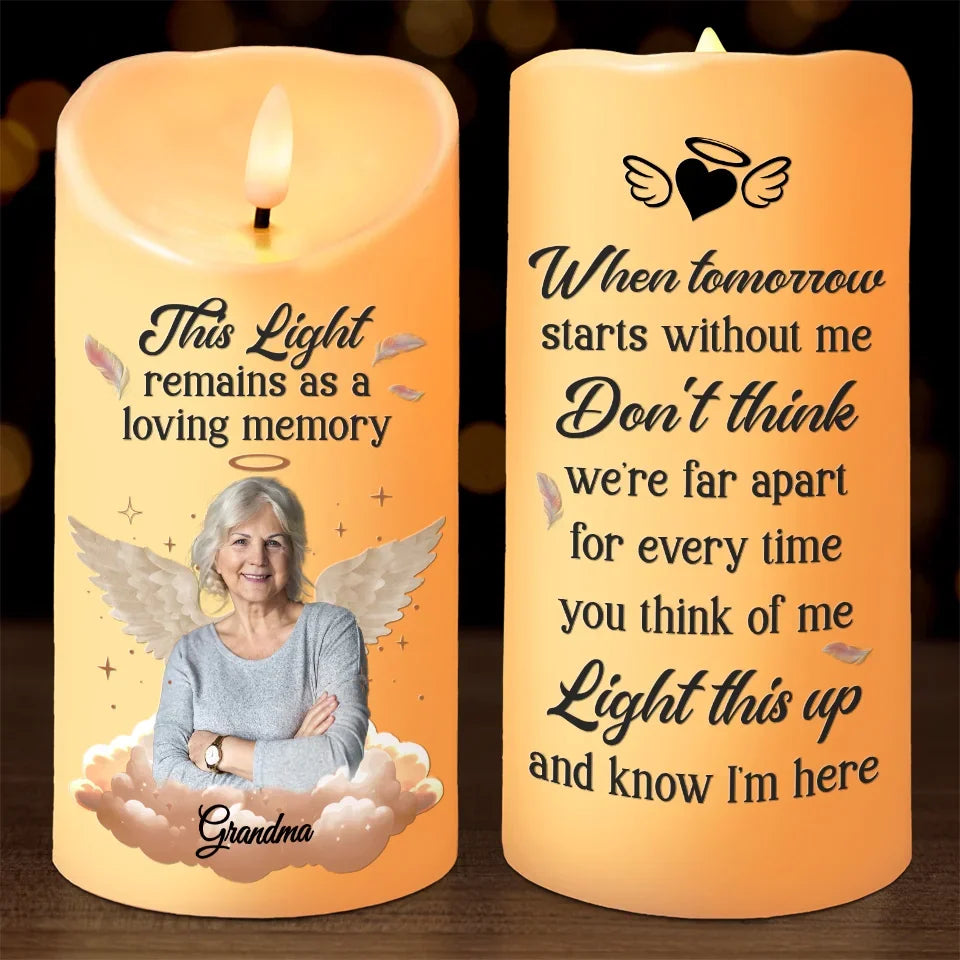 Custom Photo Life May End, But Love Doesn t - Memorial Personalized Custom LED Candle - Sympathy Gift, Christmas Gift For Family Members