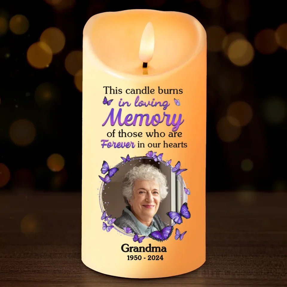 Custom Photo Forever In My Heart - Memorial Personalized Custom LED Candle - New Arrival, Sympathy Gift, Christmas Gift For Family Members