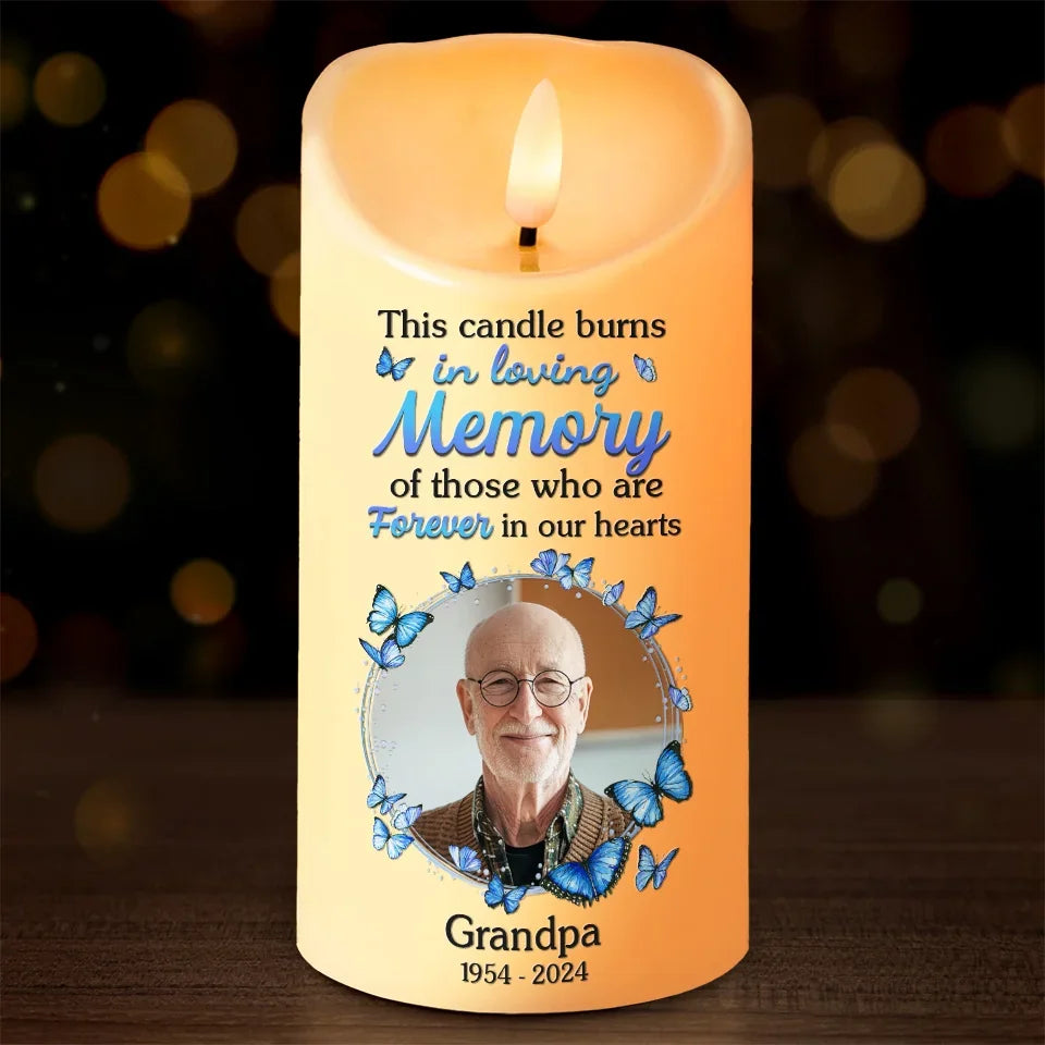 Custom Photo Forever In My Heart - Memorial Personalized Custom LED Candle - New Arrival, Sympathy Gift, Christmas Gift For Family Members