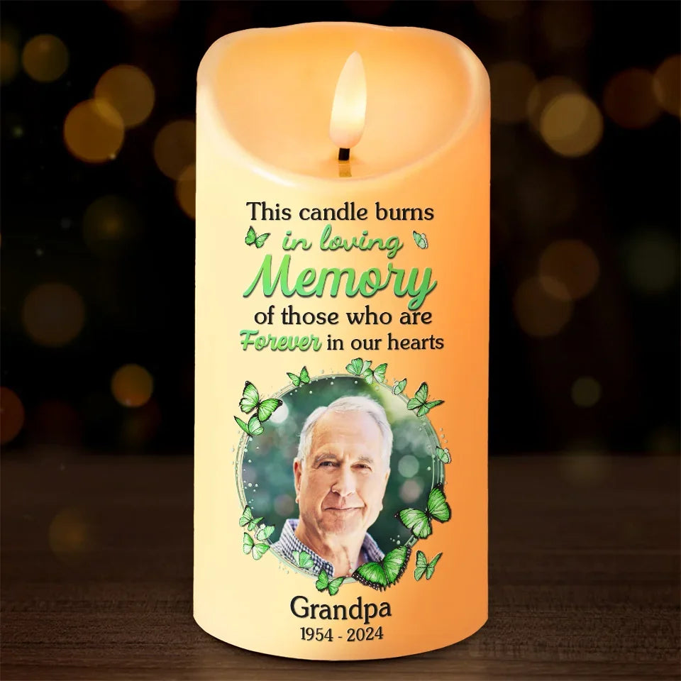 Custom Photo Forever In My Heart - Memorial Personalized Custom LED Candle - New Arrival, Sympathy Gift, Christmas Gift For Family Members