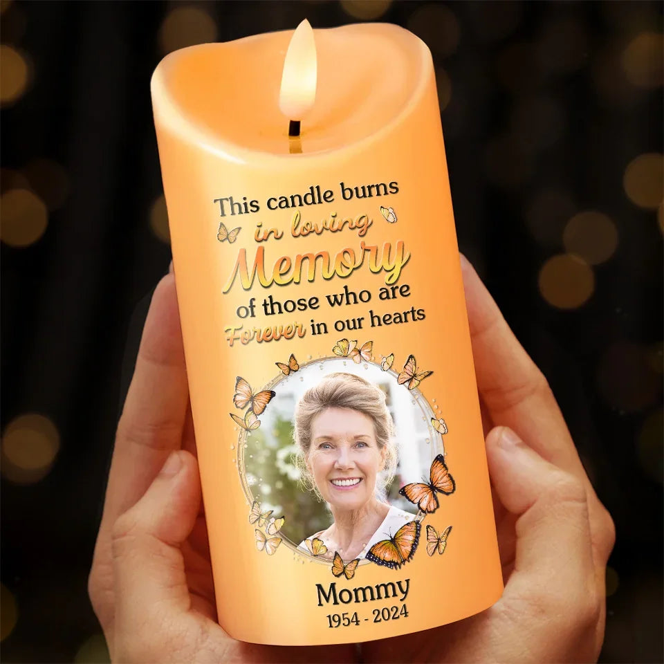 Custom Photo Forever In My Heart - Memorial Personalized Custom LED Candle - New Arrival, Sympathy Gift, Christmas Gift For Family Members