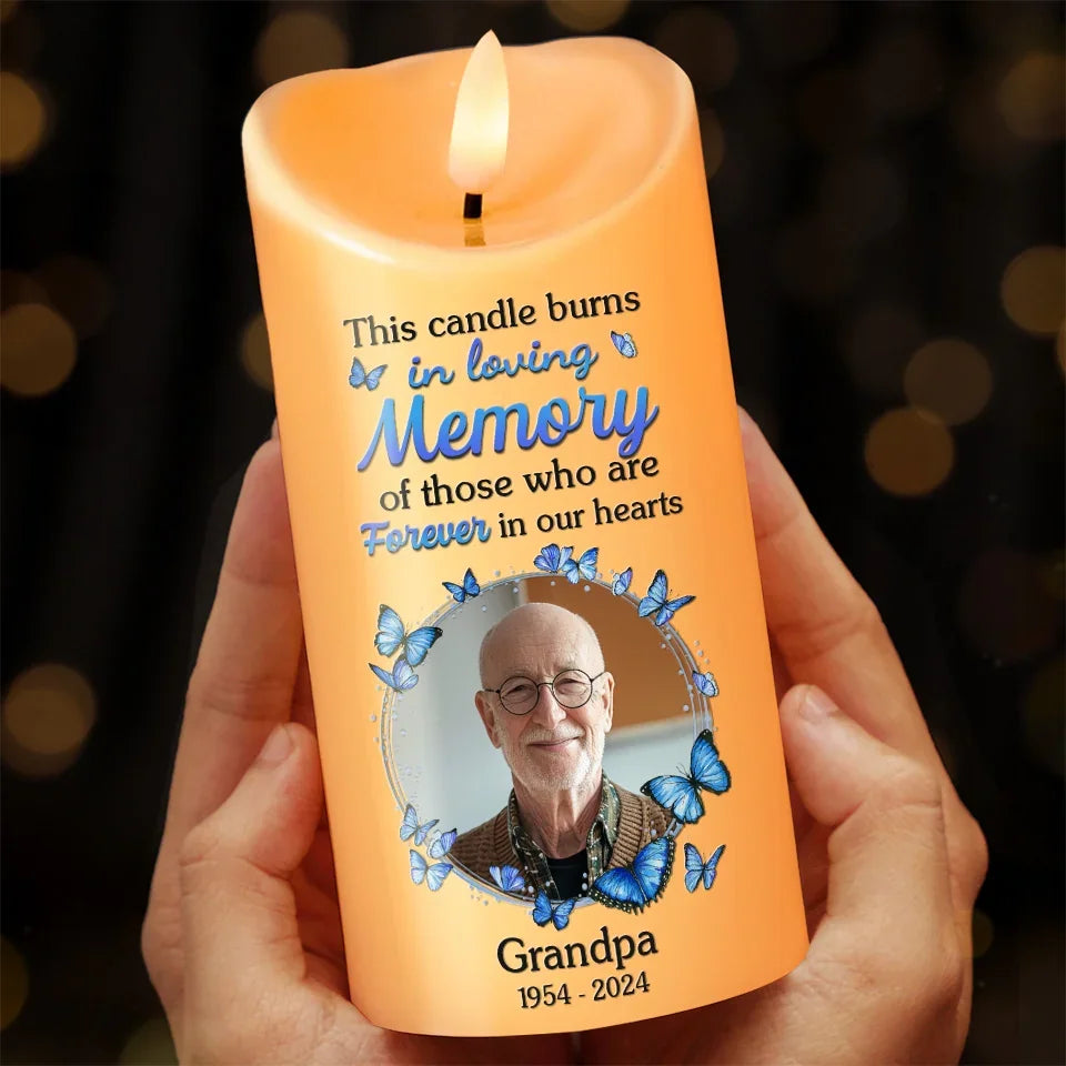 Custom Photo Forever In My Heart - Memorial Personalized Custom LED Candle - New Arrival, Sympathy Gift, Christmas Gift For Family Members