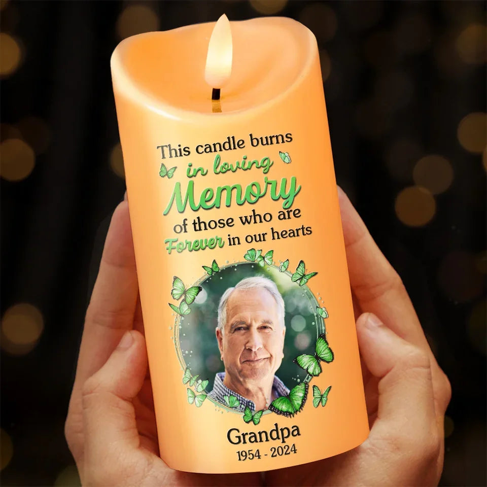 Custom Photo Forever In My Heart - Memorial Personalized Custom LED Candle - New Arrival, Sympathy Gift, Christmas Gift For Family Members