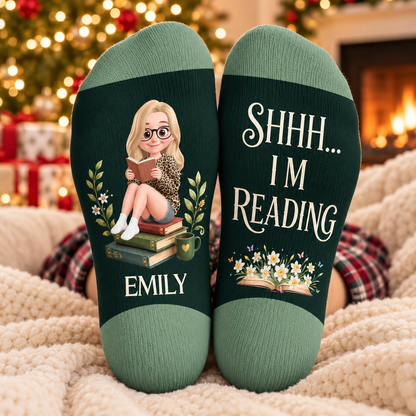 Personalized Book Lover Crew Socks, Custom Name Reading Socks, Shhh I'm Reading, Bookworm Gift for Women 6727a636-b520-4be9-8e0c-ba43c7f83ea9-banner-1.png