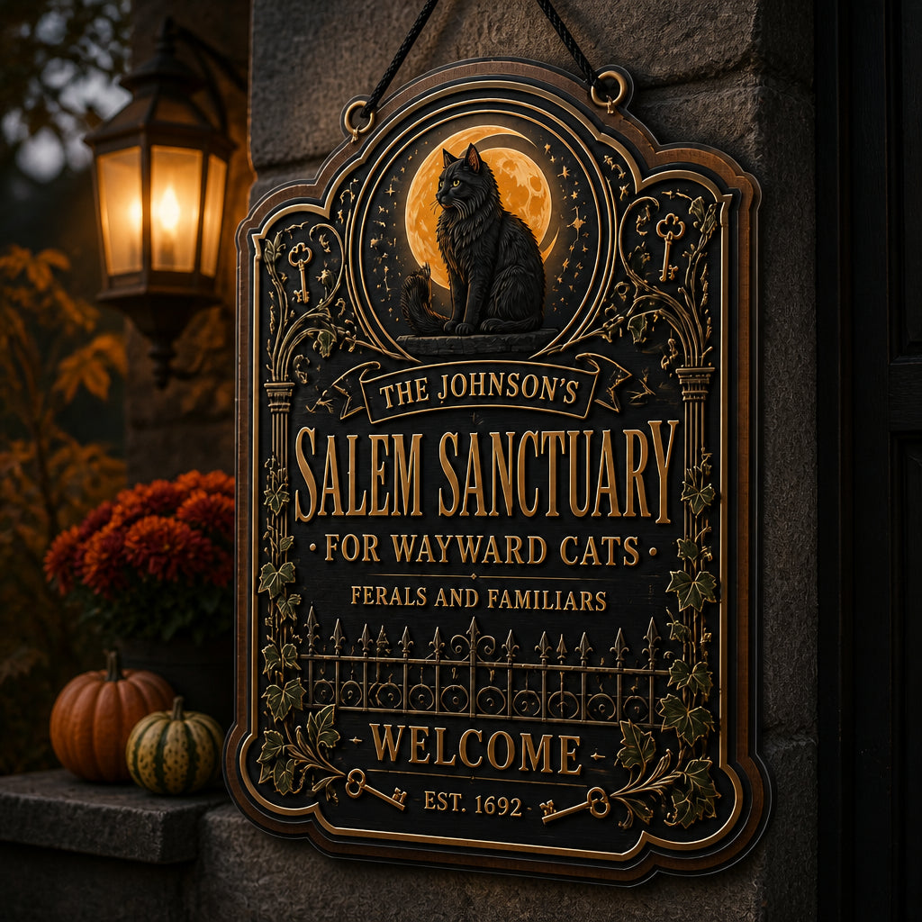 Salem Sanctuary Cat Sign – Personalized Family Name & Year - Personalized Wood Acrylic Sign 672978d6-adc6-46a1-b2c5-46445f52a497.jpg