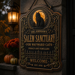 Salem Sanctuary Cat Sign – Personalized Family Name & Year - Personalized Wood Acrylic Sign 672978d6-adc6-46a1-b2c5-46445f52a497.jpg