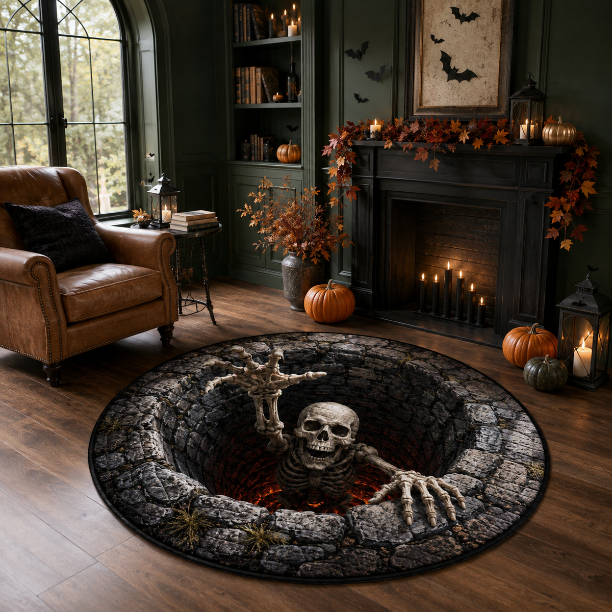 Halloween Quilted Rug, Skeleton Pit Round Rug, Spooky Floor Decor, Haunted House Rug, Halloween Home Decor, Horror Gift 672c7aa8-486a-4cb9-9ba4-d3e0f2a6529b-banner-1.png
