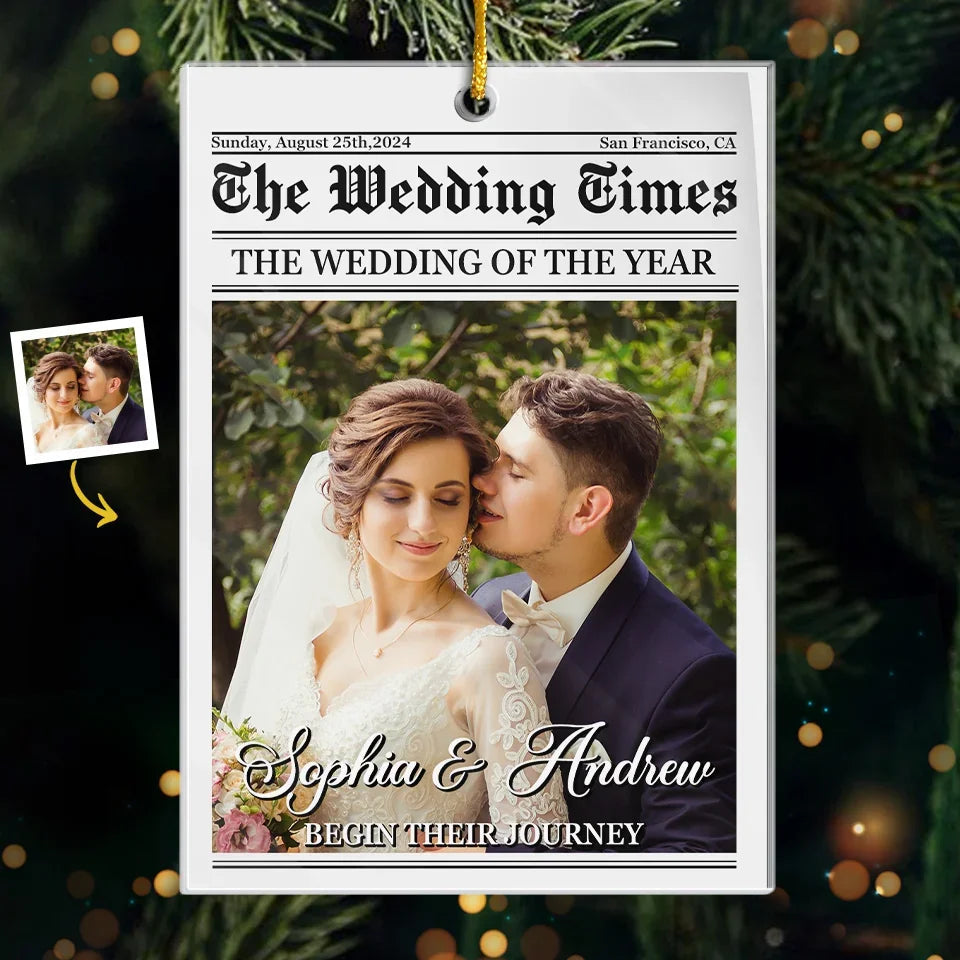 Custom Photo The Wedding Of The Year - Couple Personalized Custom Ornament - Acrylic Custom Shaped - Christmas Gift For Husband Wife, Anniversary, First Christmas