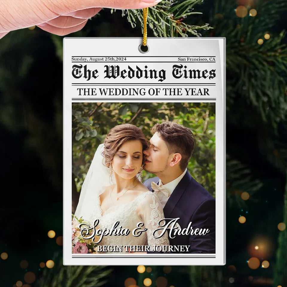 Custom Photo The Wedding Of The Year - Couple Personalized Custom Ornament - Acrylic Custom Shaped - Christmas Gift For Husband Wife, Anniversary, First Christmas