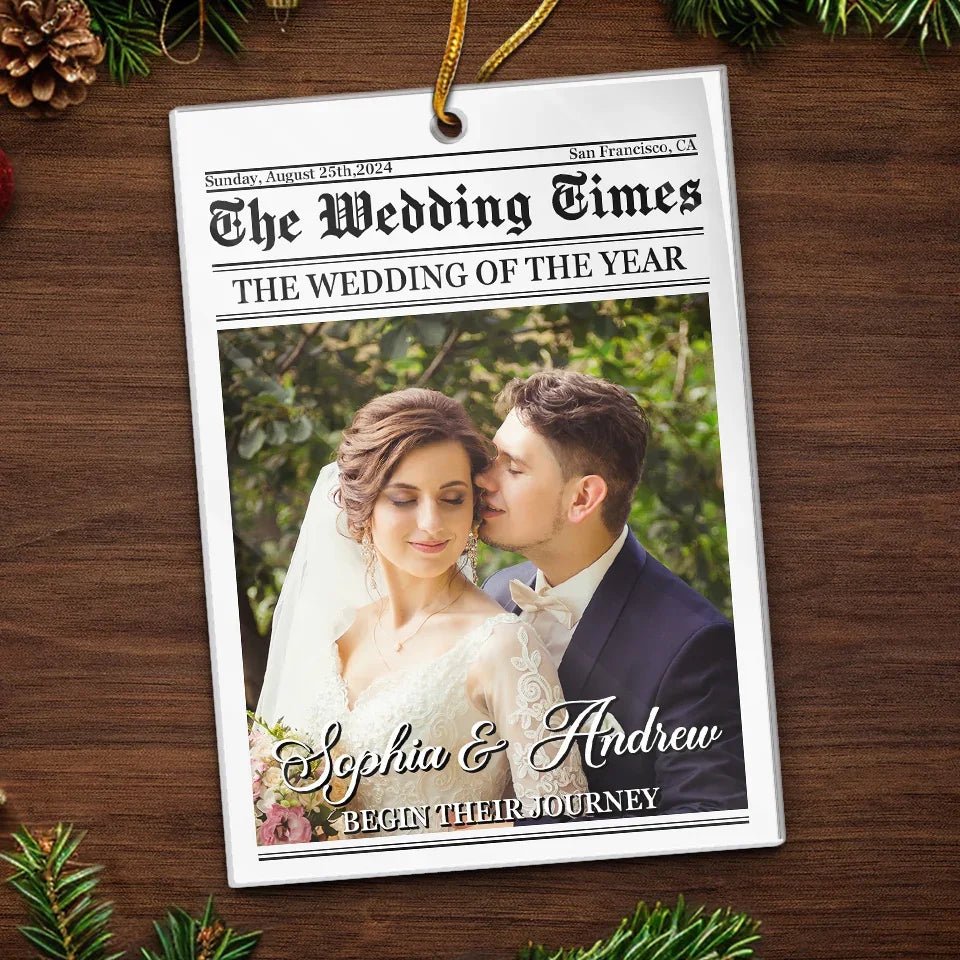 Custom Photo The Wedding Of The Year - Couple Personalized Custom Ornament - Acrylic Custom Shaped - Christmas Gift For Husband Wife, Anniversary, First Christmas