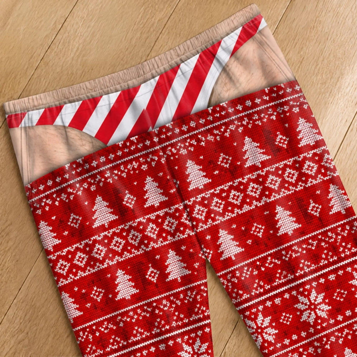 Custom Funny Men's Christmas Pajama Pants, Fake Underwear Illusion Plaid Bottoms, White Elephant Gag Gift Him 673dba2e-549b-44c7-90e6-89b7d01b5a37-3.jpg