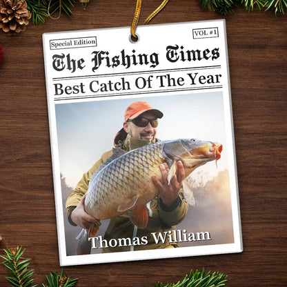 Custom Photo Fisherman Of The Year - Fishing Personalized Custom Ornament - Acrylic Custom Shaped - Christmas Gift For Fishing Lovers, Fisherman