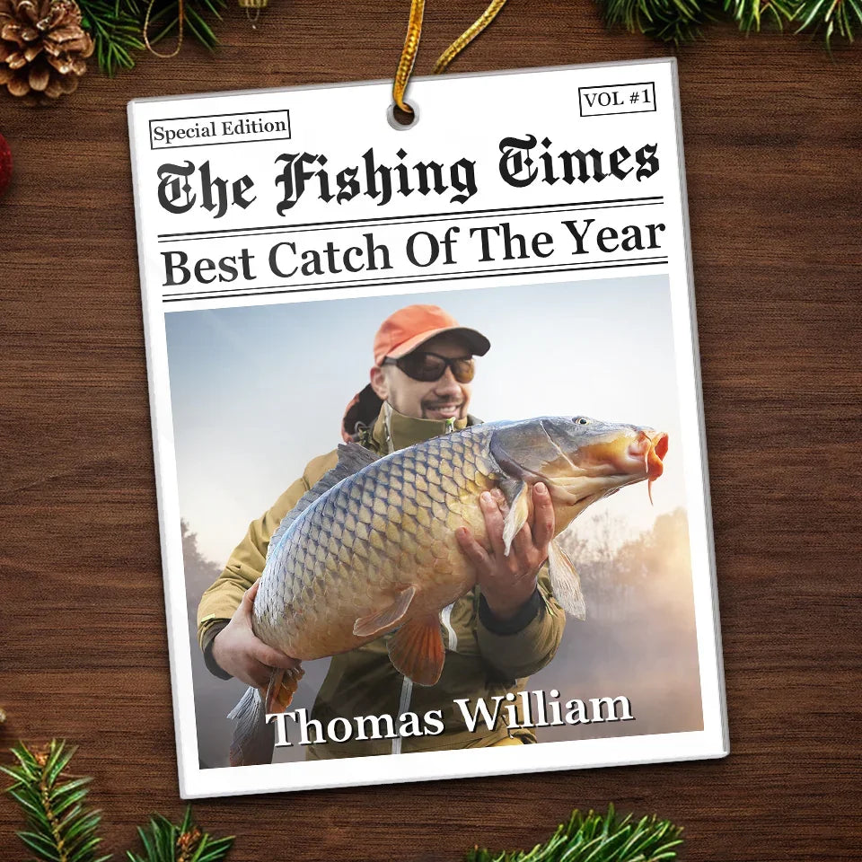 Custom Photo Fisherman Of The Year - Fishing Personalized Custom Ornament - Acrylic Custom Shaped - Christmas Gift For Fishing Lovers, Fisherman