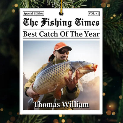 Custom Photo Fisherman Of The Year - Fishing Personalized Custom Ornament - Acrylic Custom Shaped - Christmas Gift For Fishing Lovers, Fisherman