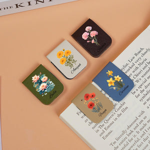 Personalized Leather Magnetic Bookmark: Birthday Flower Gift 676590c4-b797-4d4b-bae7-d0cbccbd0110-1.jpg