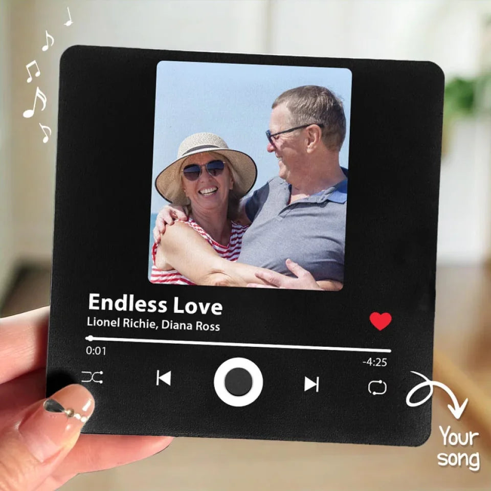 Custom Photo Music Fridge Magnet That Can Play Songs - Personalized Anniversary Wedding Gifts For Husband And Wife, Him And Her - All Of Me Loves All Of You