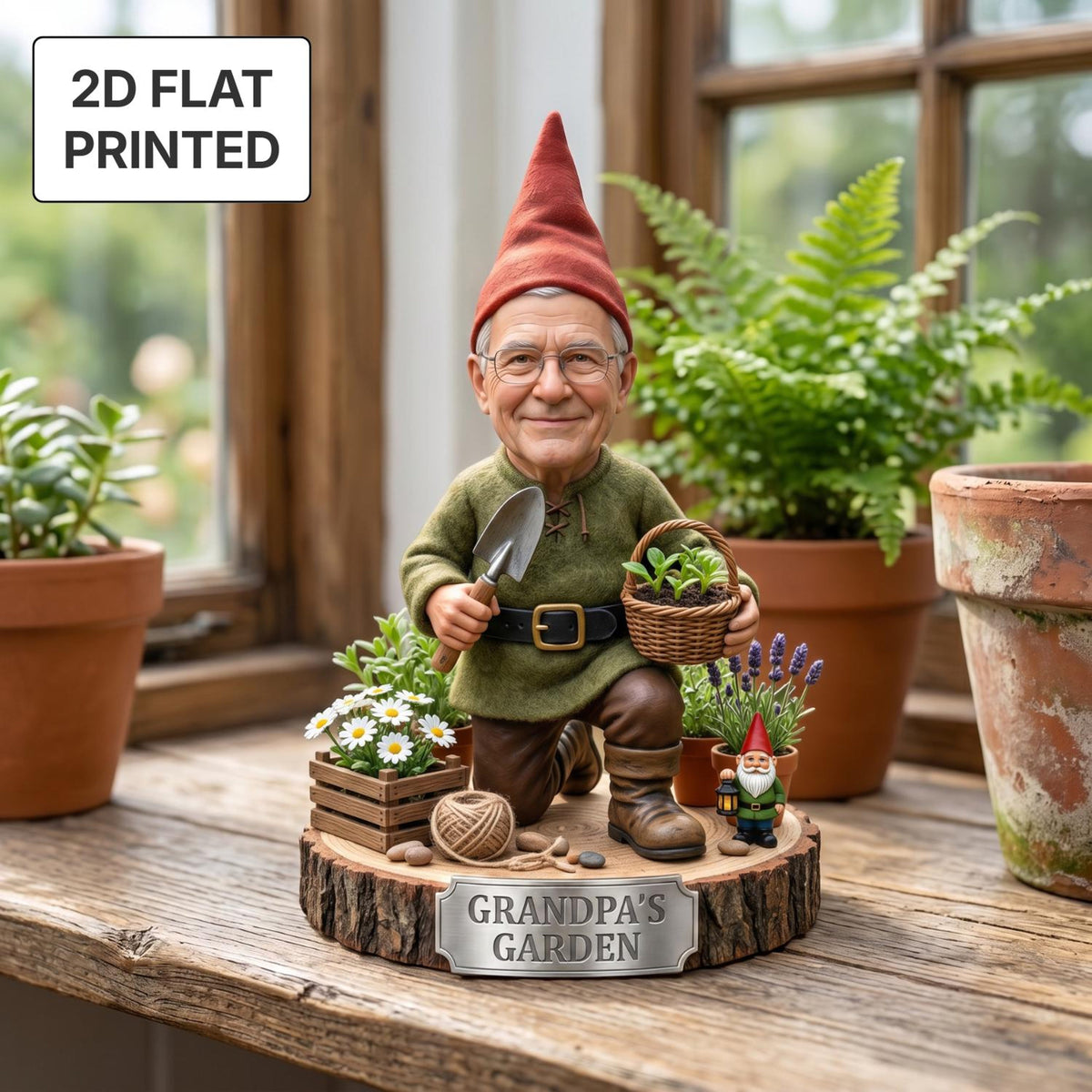 Personalized Garden Gnome 2D FLAT Wooden Block, Custom Photo Face Wood Sign, Gardening Keepsake, Father's Day Gift for Dad & Grandpa 676f6468-494f-4b65-b724-c7990c640fe5-5.jpg