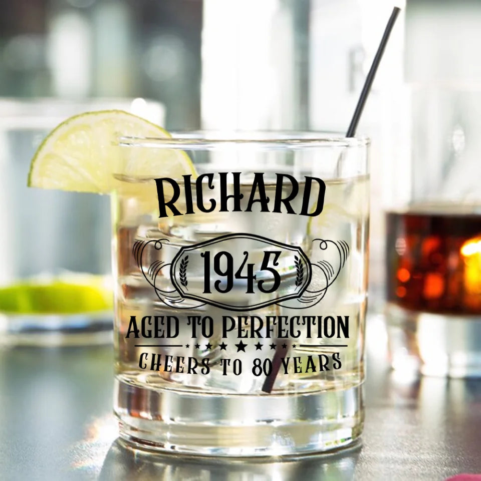Aged To Perfection Personalized Bar Glass Birthday Gift