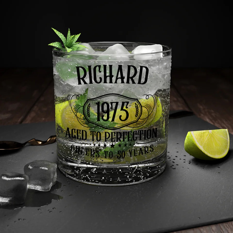 Aged To Perfection Personalized Bar Glass Birthday Gift
