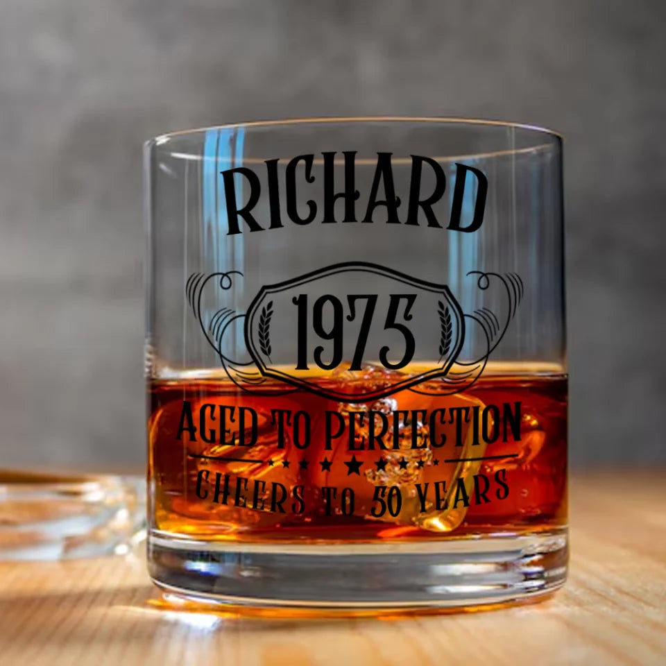 Aged To Perfection Personalized Bar Glass Birthday Gift