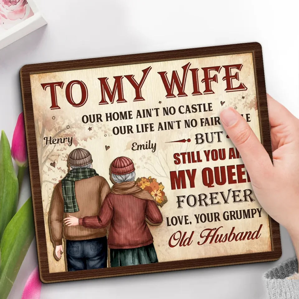 You Are My Queen Forever - Couple Personalized Custom 2-Layered Wooden Plaque With Stand - Gift For Husband Wife, Anniversary