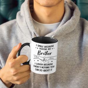 Custom Mug - Personalized Birthday Gifts For Mom, Dad, Brother, Sister - I Smile Because You're My Brother